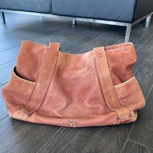 Distressed brown leather tote like Free People